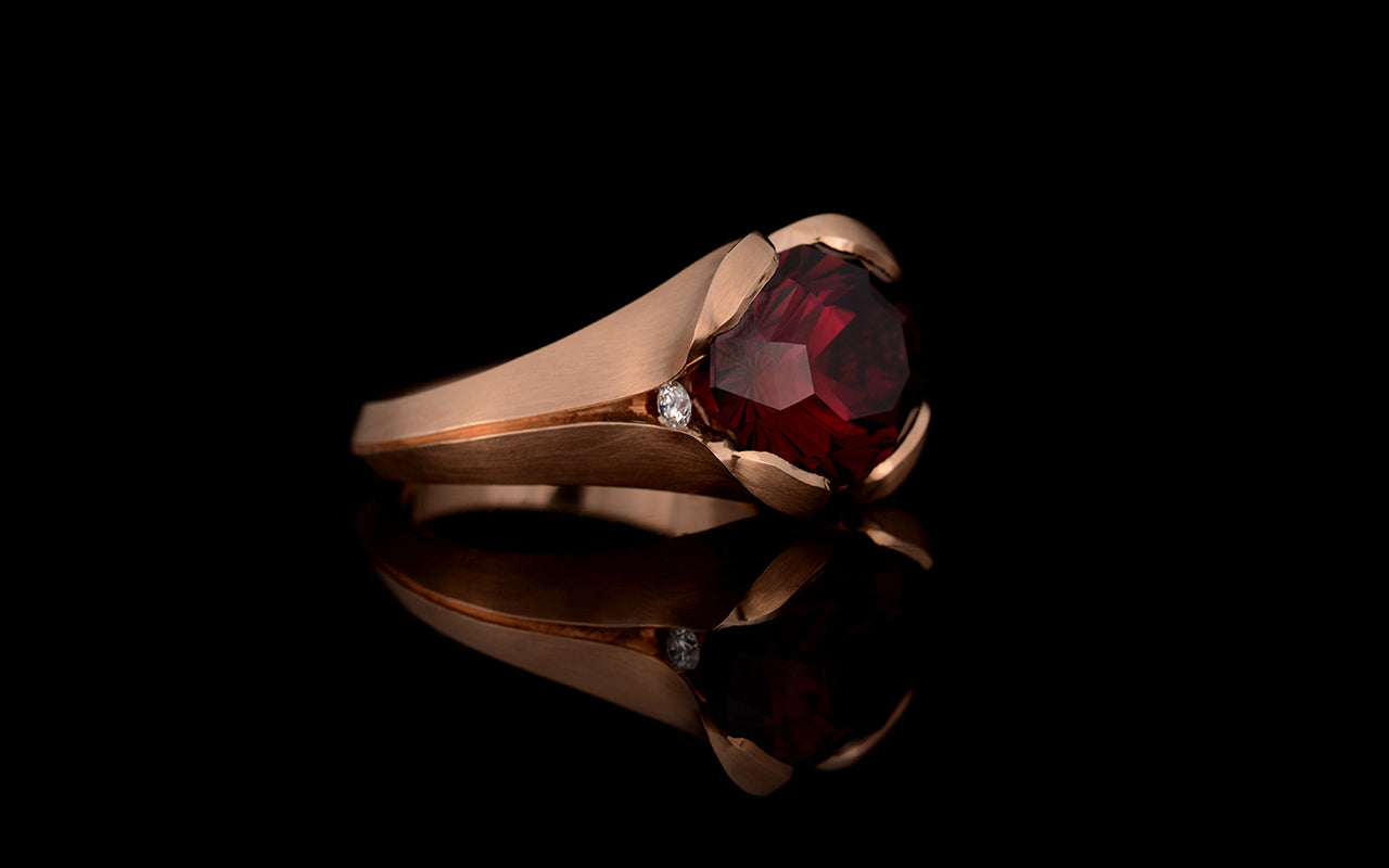 Hand carved Umbalite Garnet ring