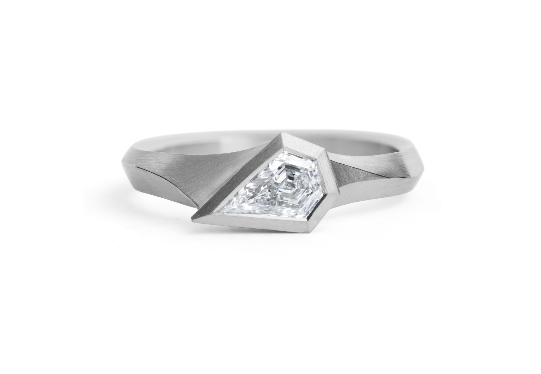 White diamond and platinum aegis engagement ring