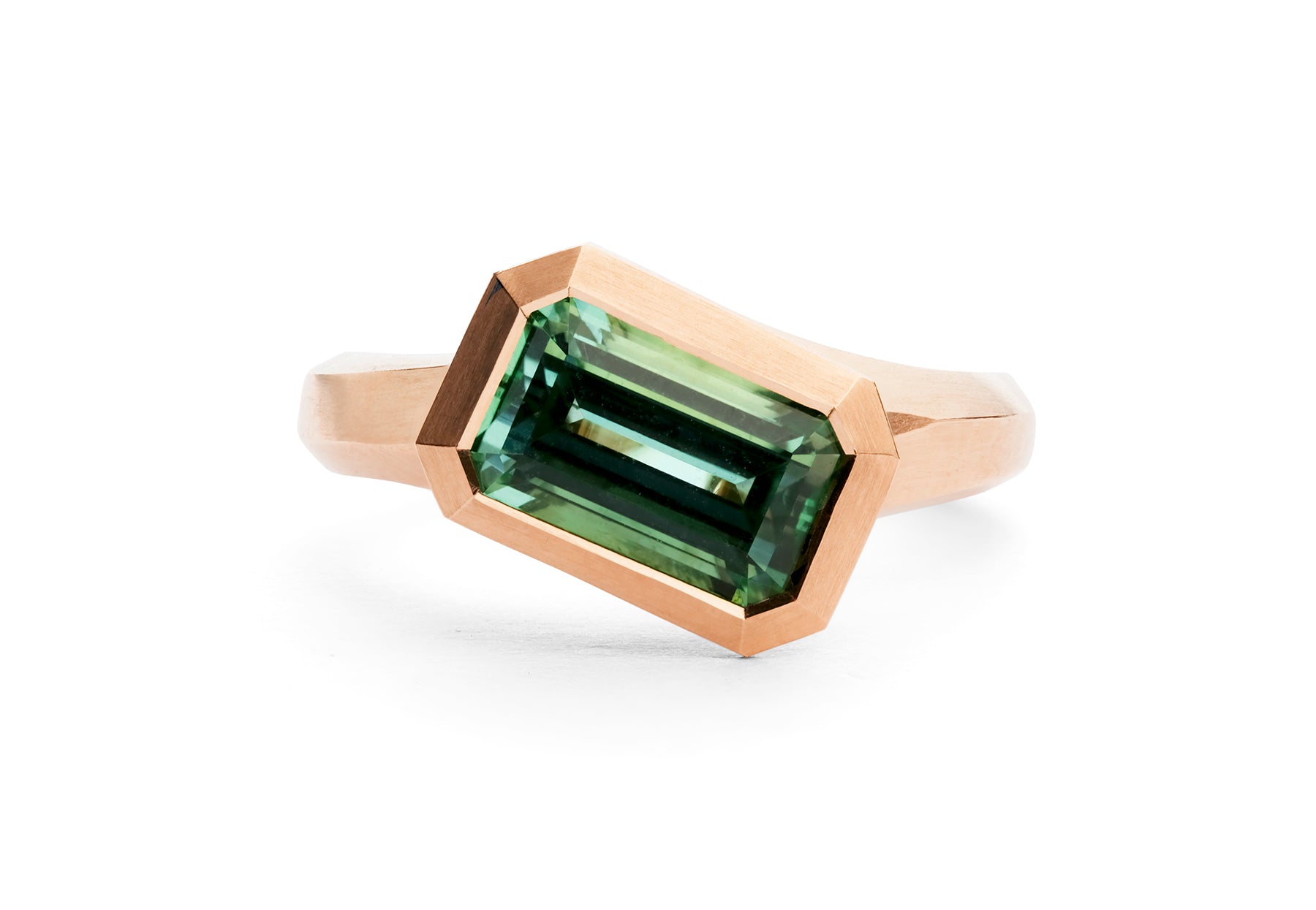 Arris rose gold and mint green tourmaline ring