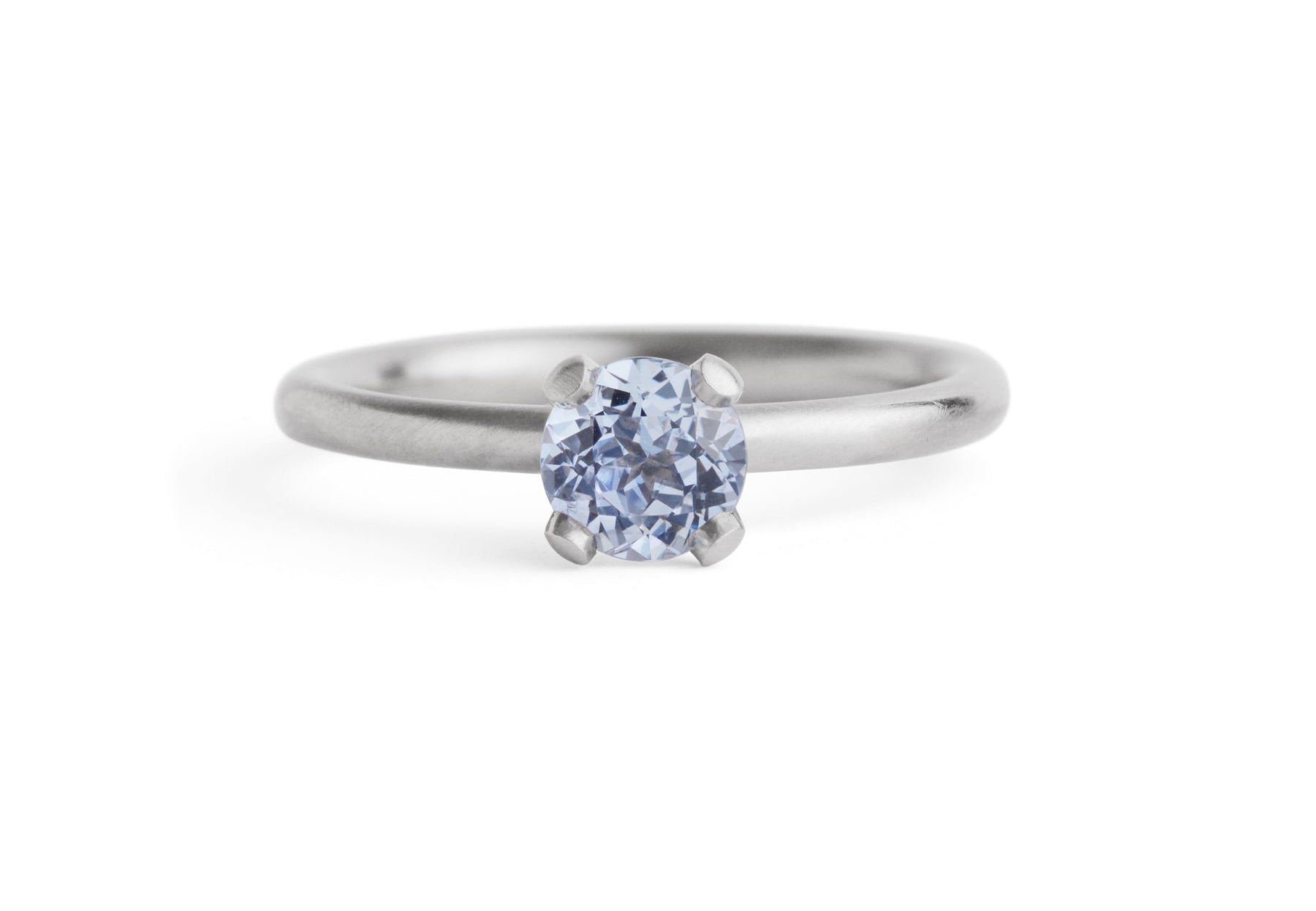 Fairtrade white gold and sapphire 4 claw engagement ring