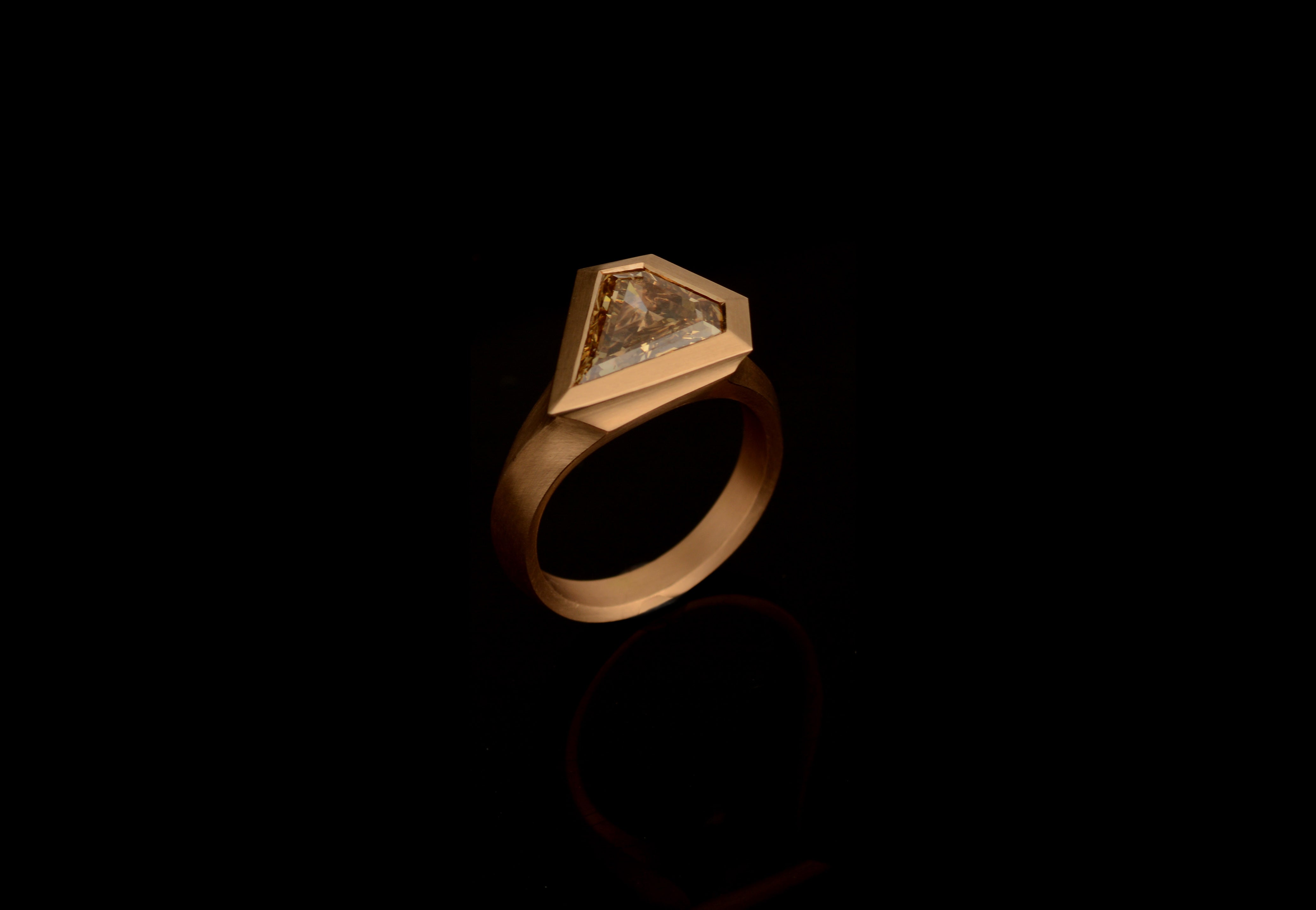 18ct Rose Gold Shield Cognac Diamond Aegis Ring