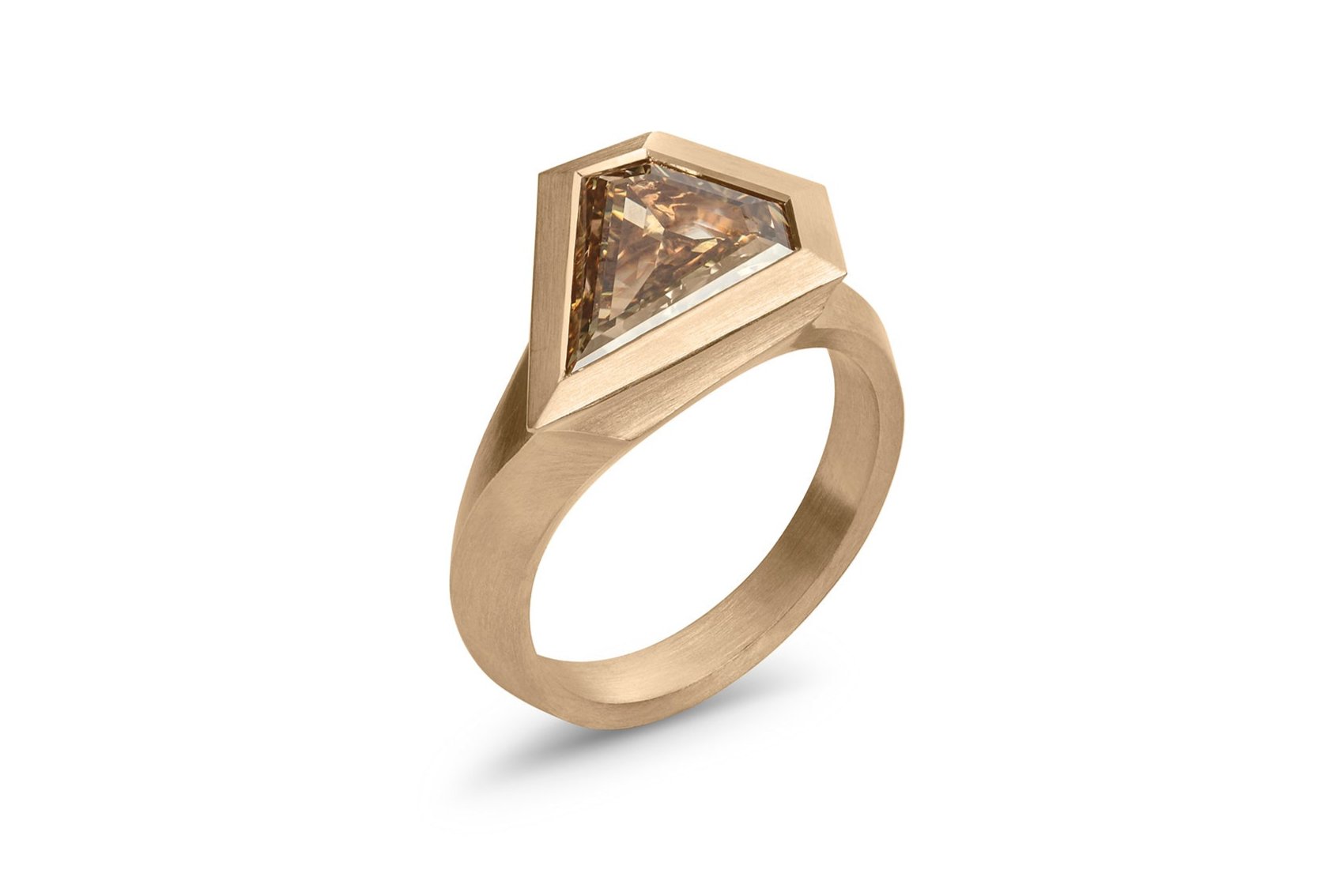 18ct Rose Gold Shield Cognac Diamond Aegis Ring