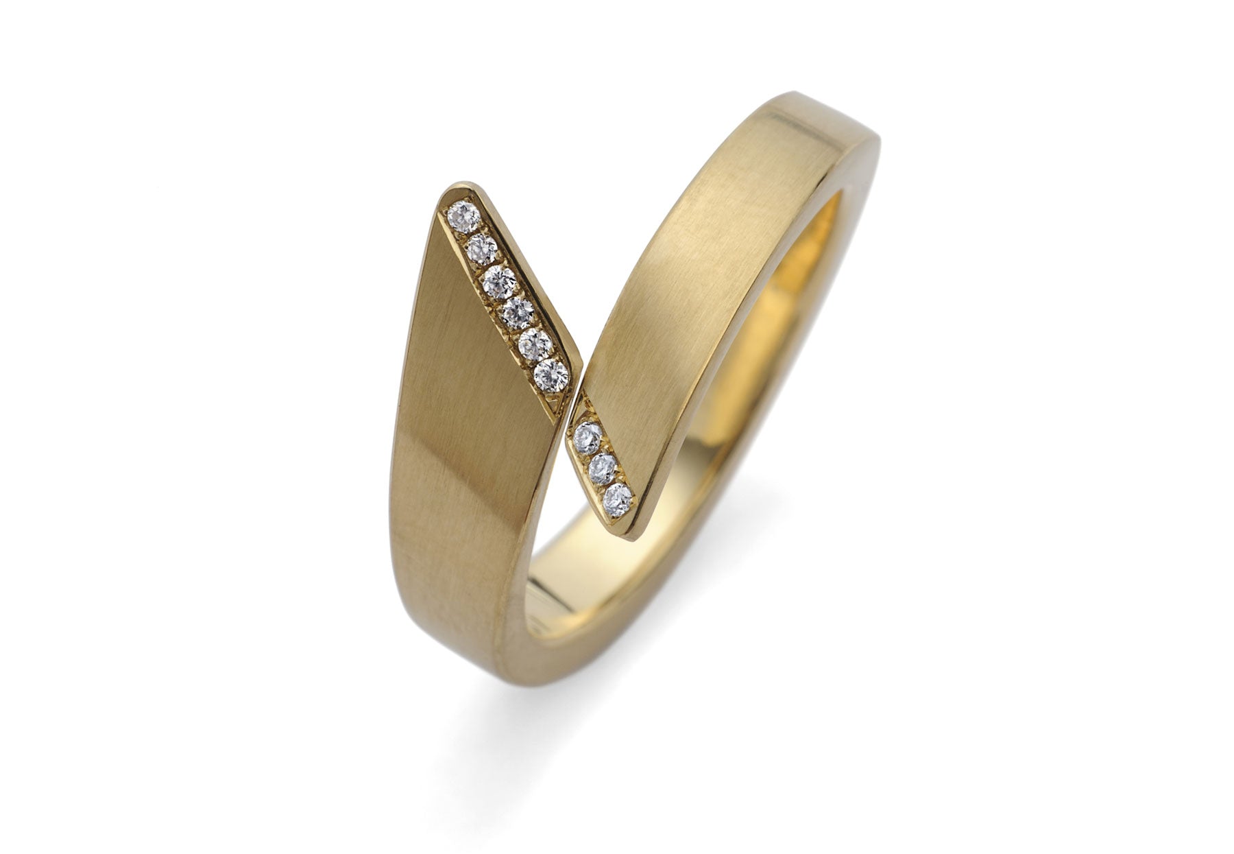 Wrapover' Diamond set yellow gold band-McCaul