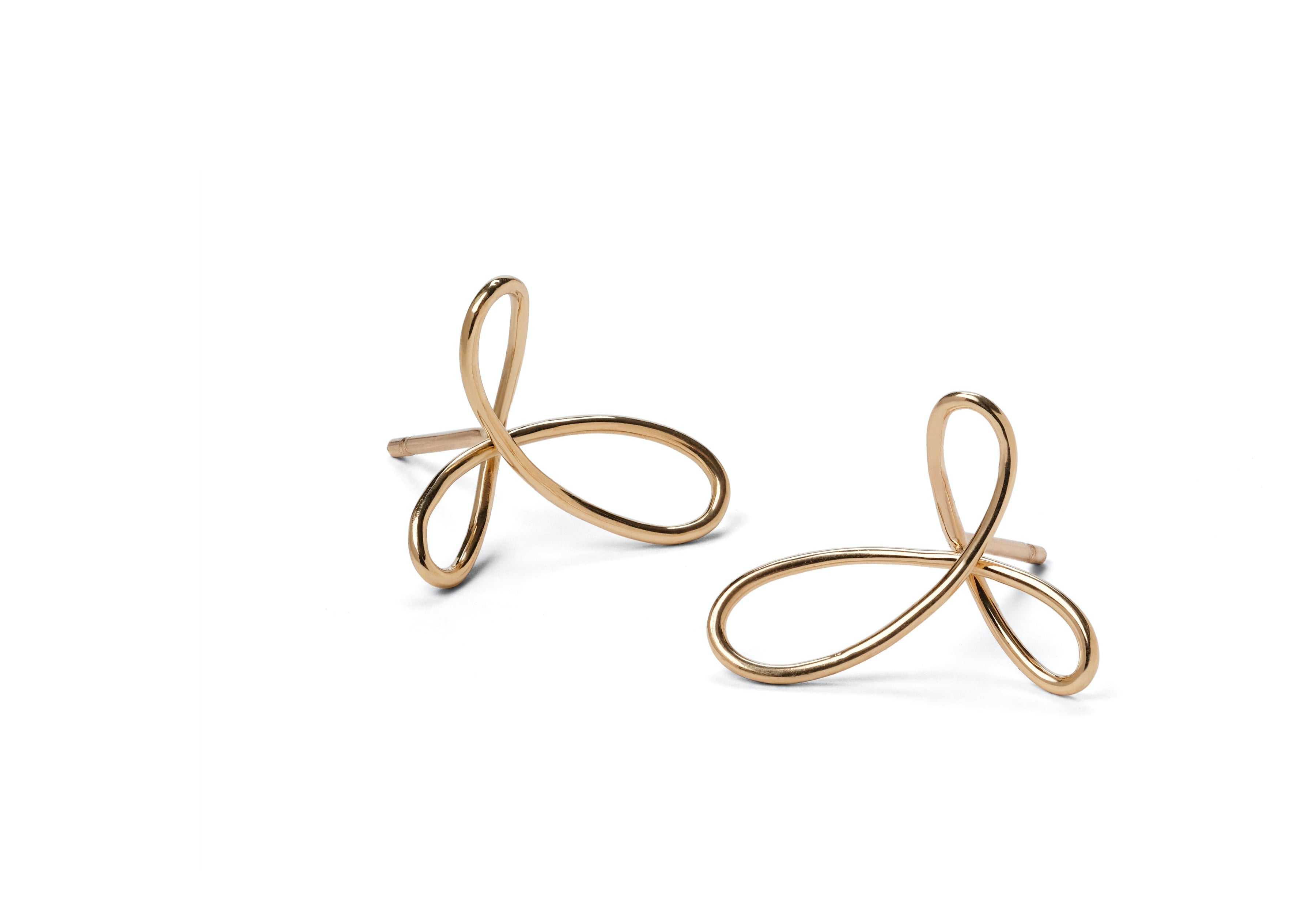 18 carat gold triple loop wire stud earrings-McCaul