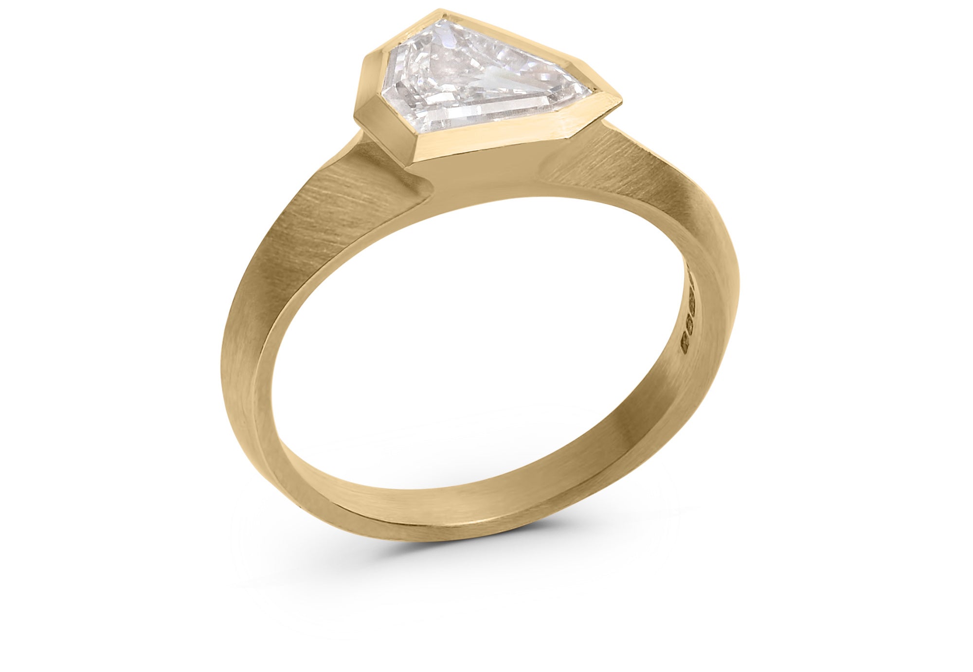 Aegis ring with shield shaped diamond