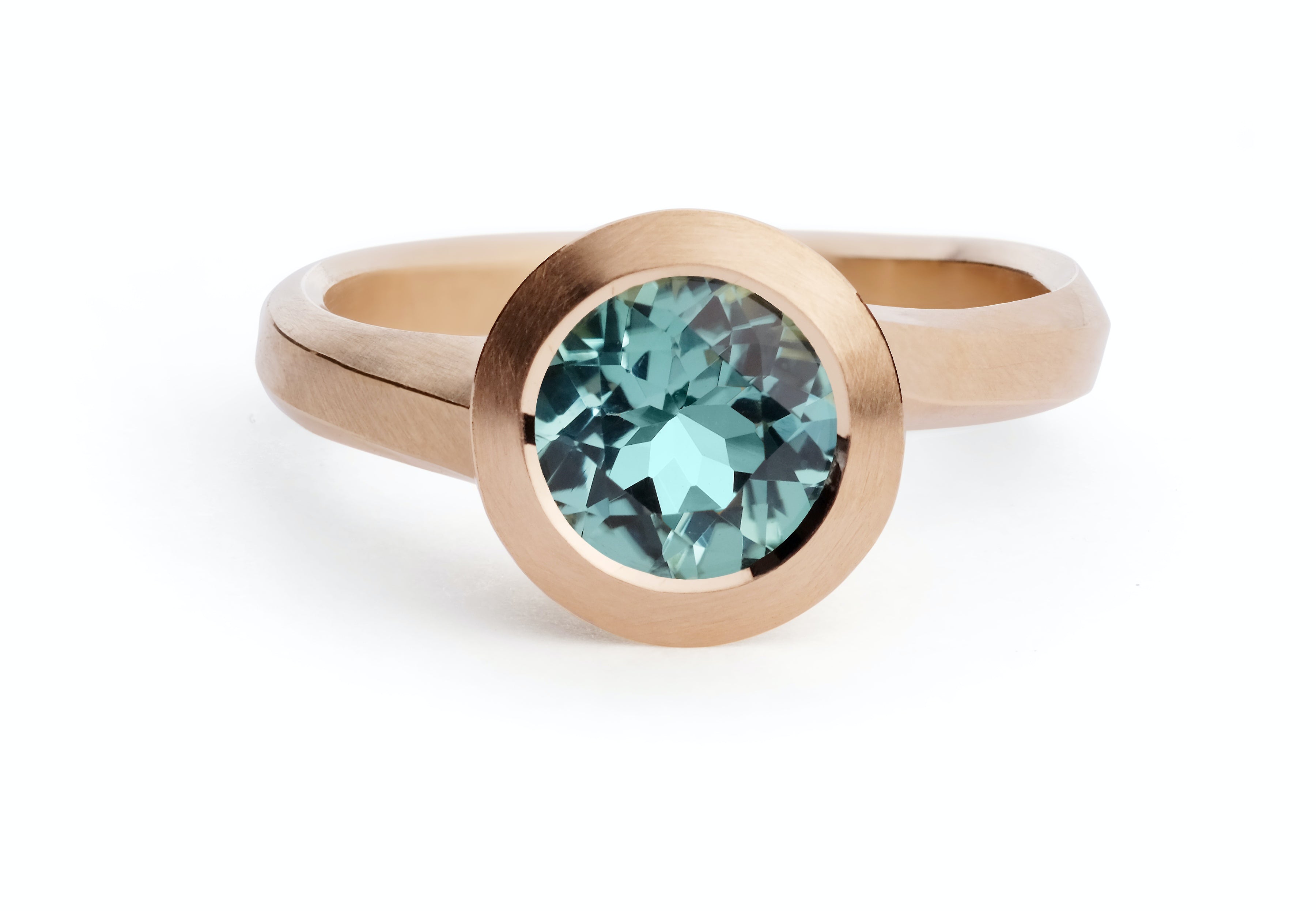 Rose gold Arris ring with seafoam tourmaline-McCaul