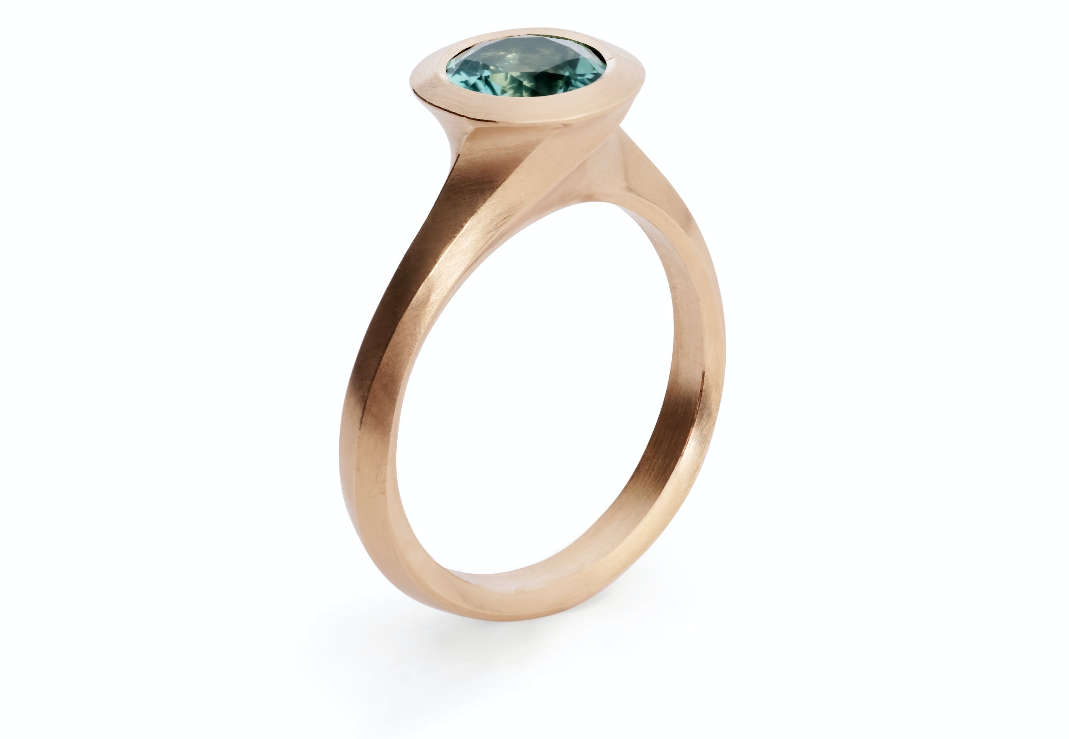 Rose gold Arris ring with seafoam tourmaline-McCaul