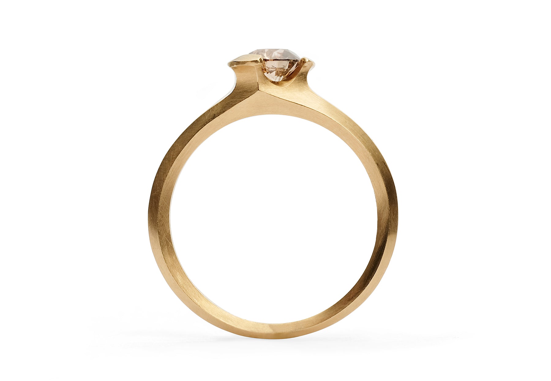 Arris ring rose gold round cognac diamond