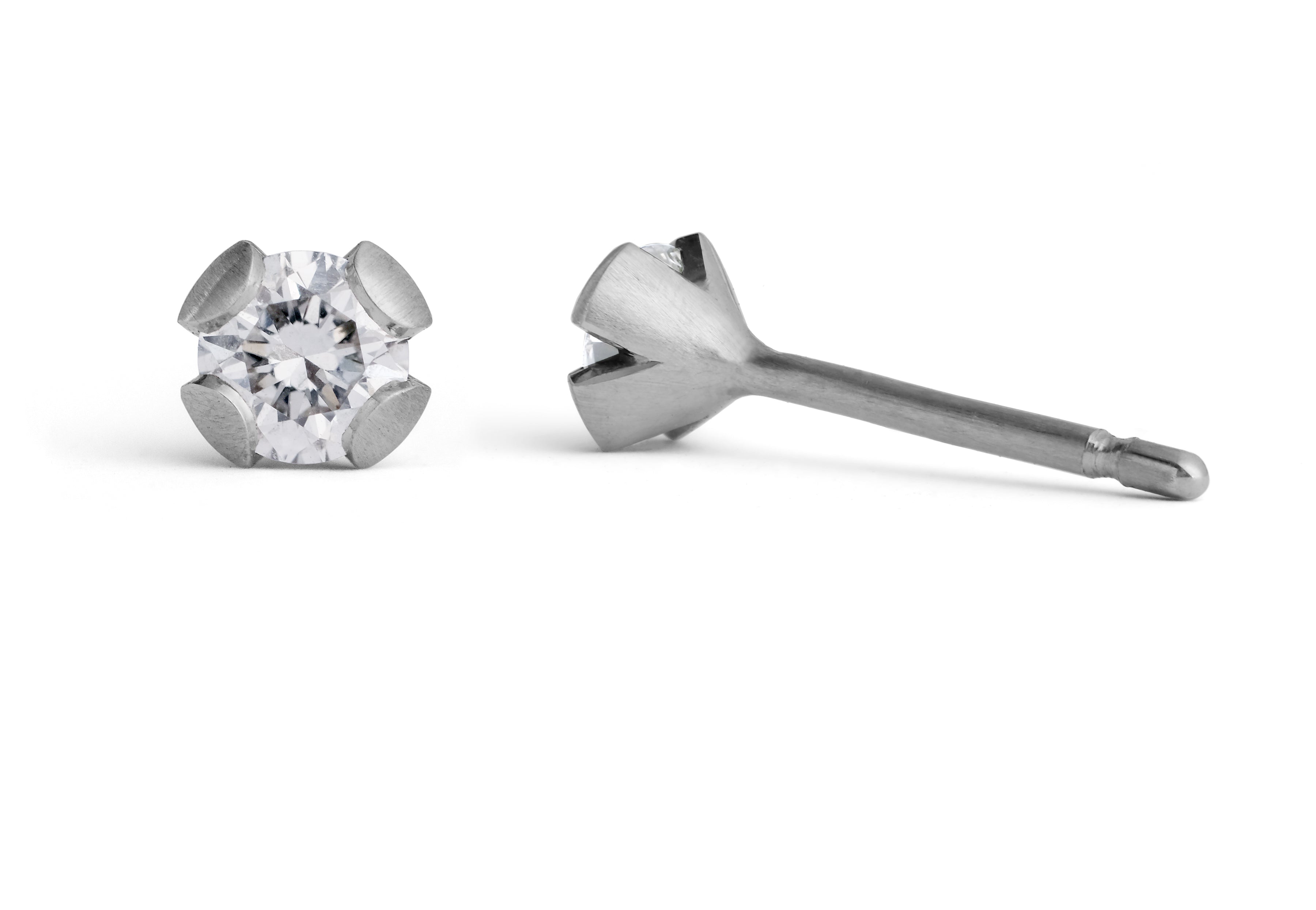 Calyx platinum diamond ear studs-McCaul