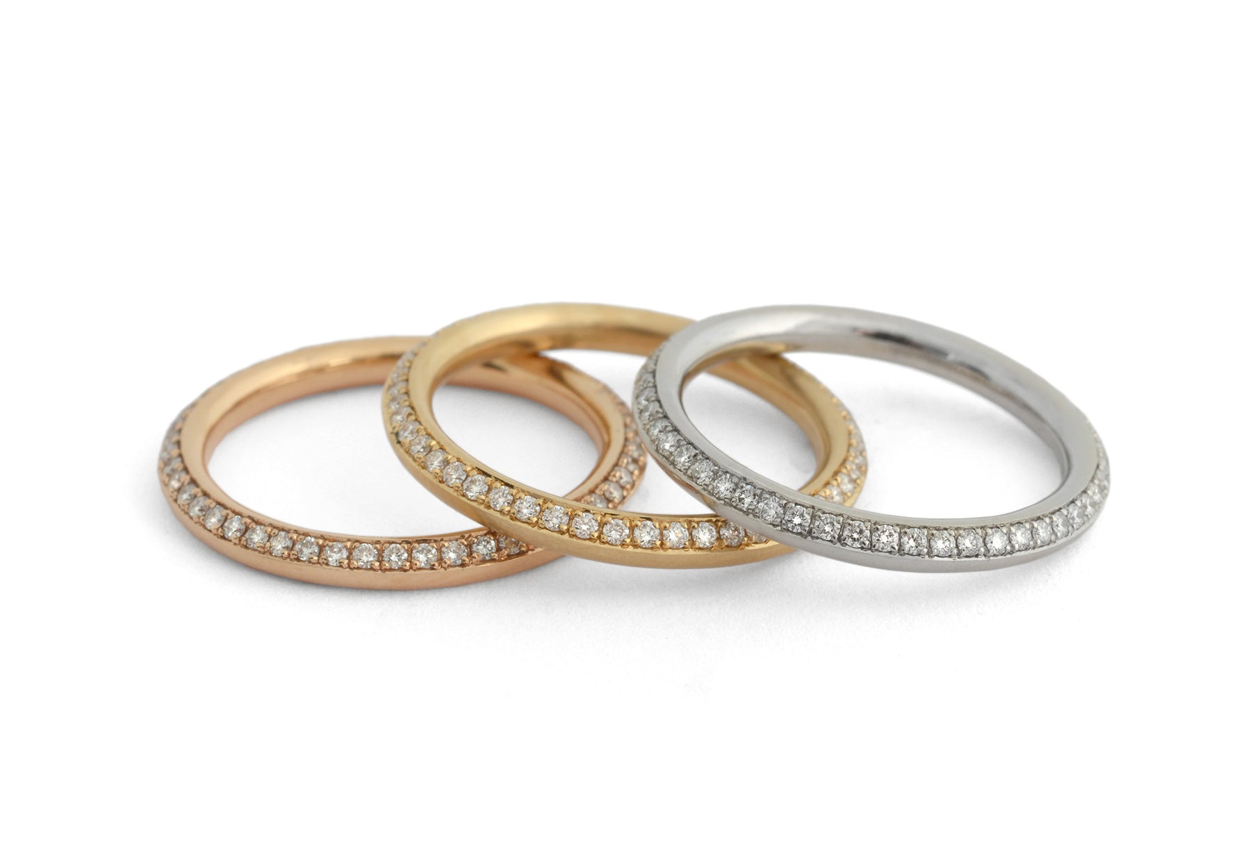 'Eternal' platinum and 18 carat gold wedding and eternity bands-McCaul