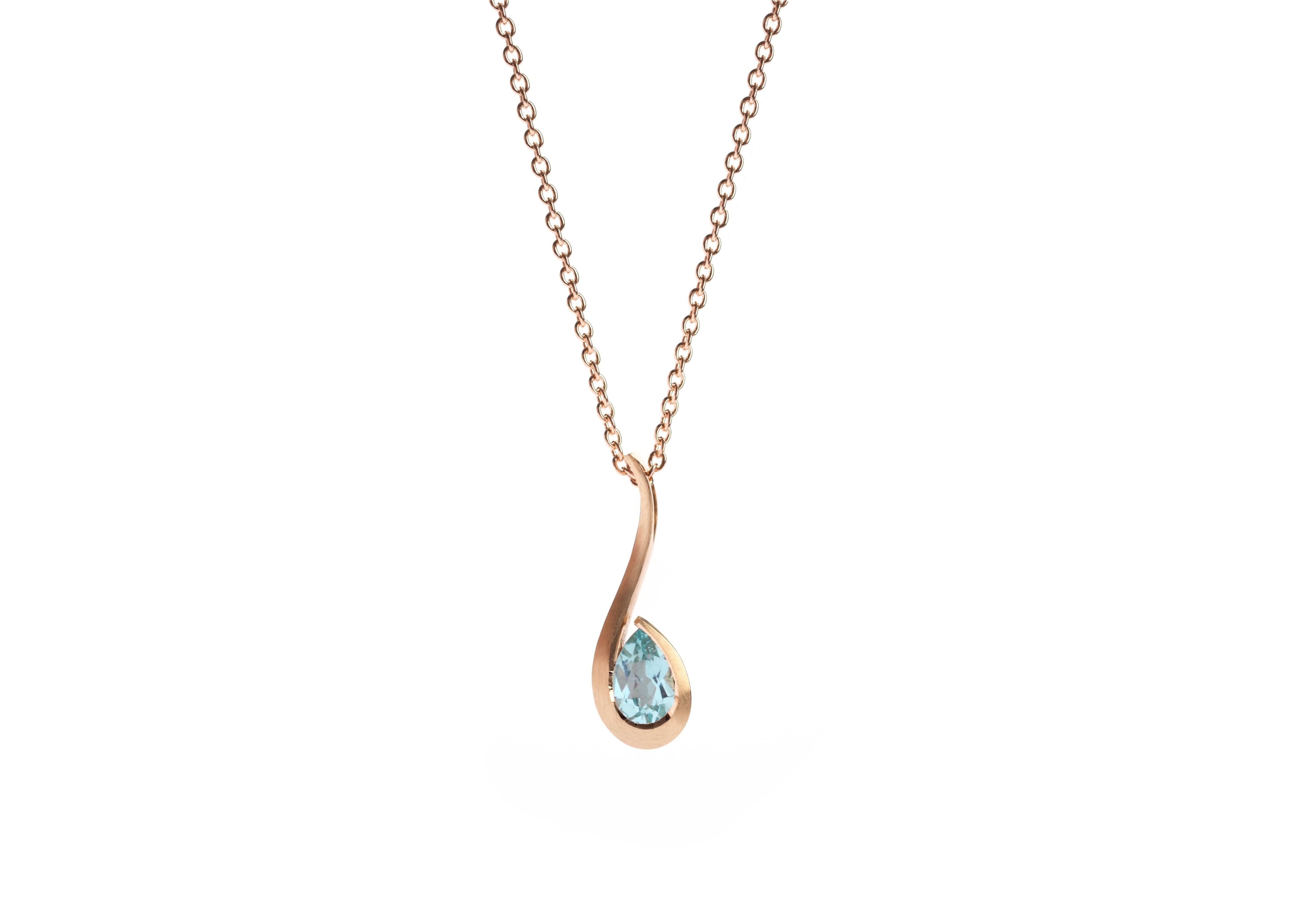 Rose gold and pear shaped Paraiba tourmaline twist pendant-McCaul