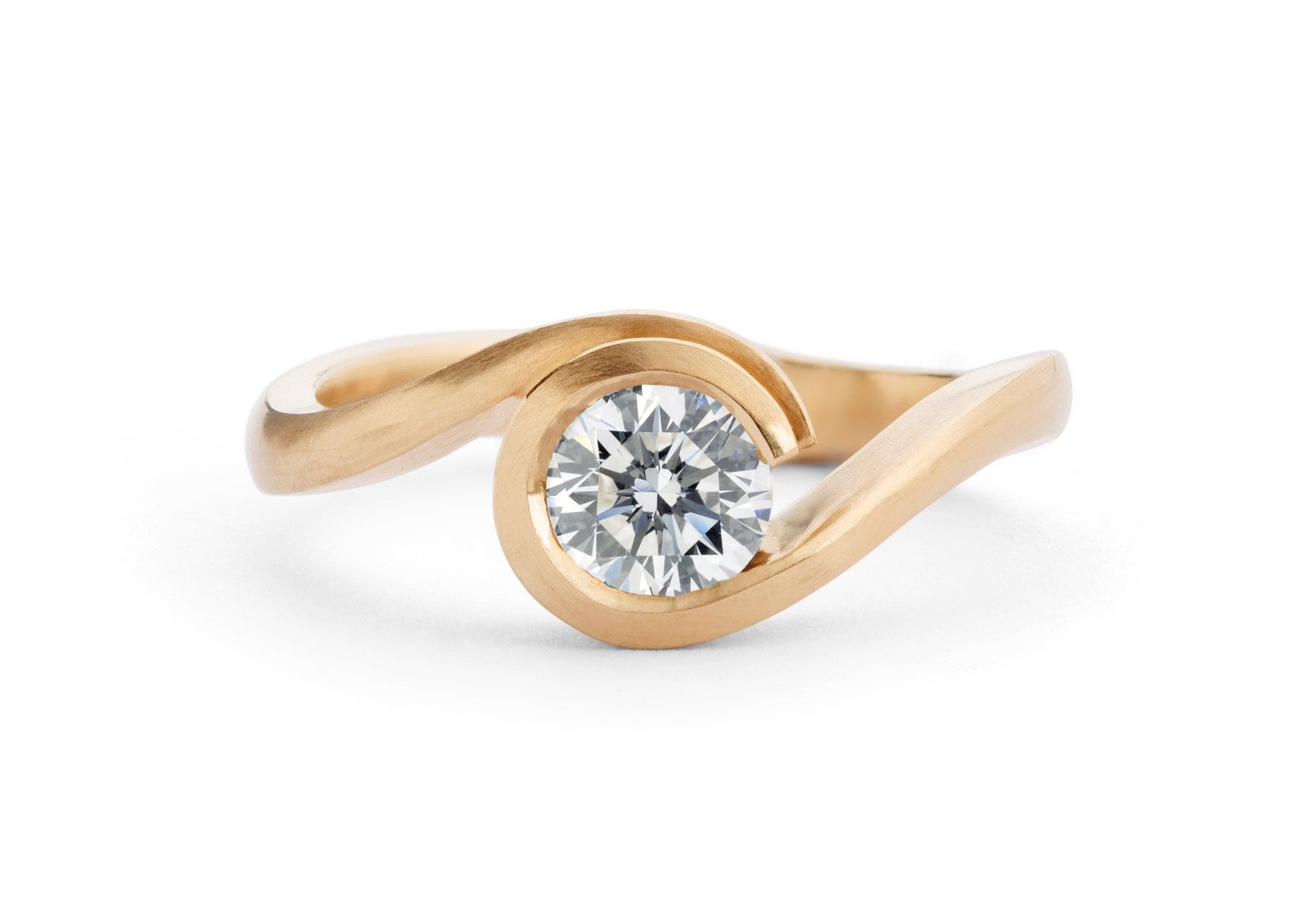 Rose gold and white diamond Wave engagement ring