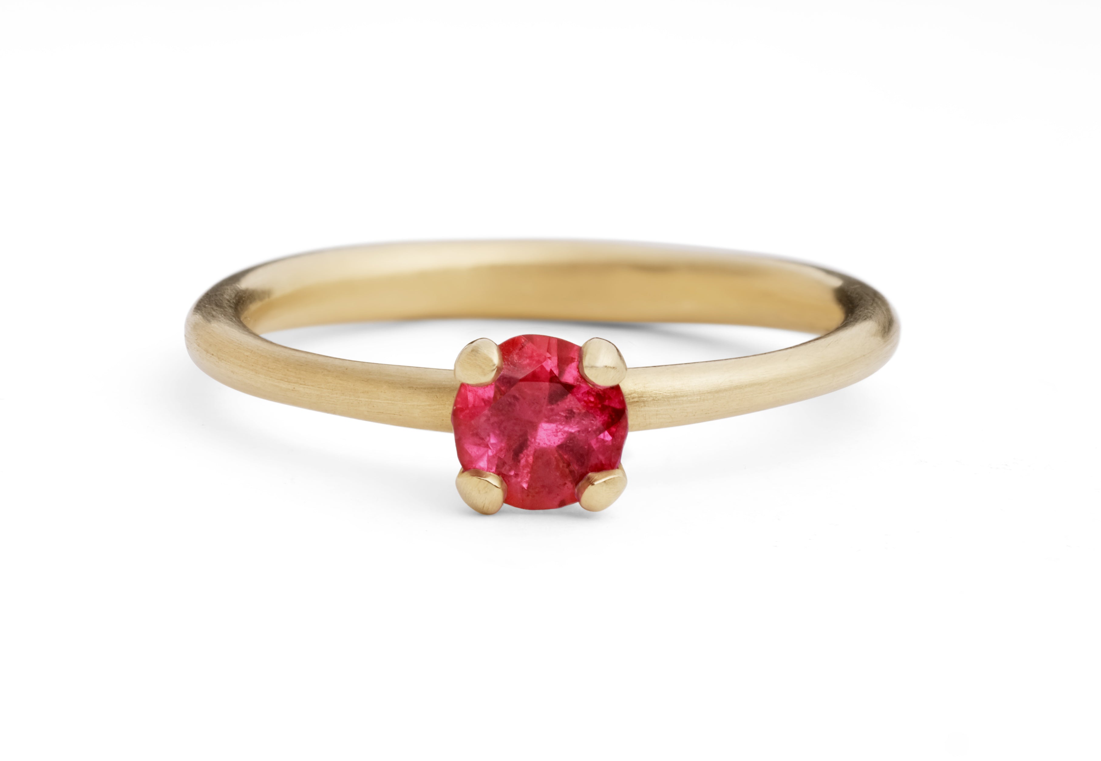 Sculpted yellow gold 4 claw ruby ring-McCaul