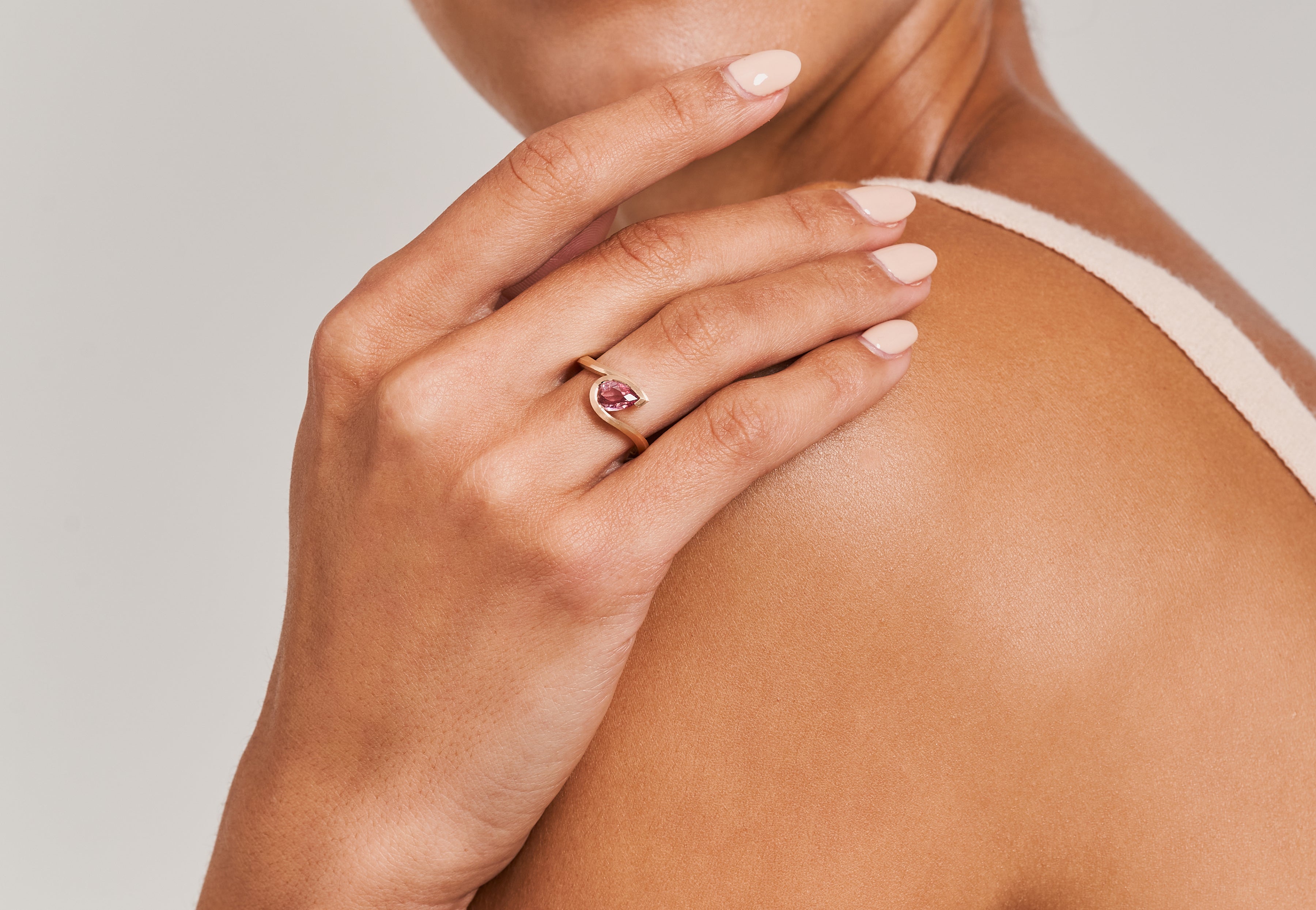 Rose gold and padparadscha sapphire Wave ring-McCaul