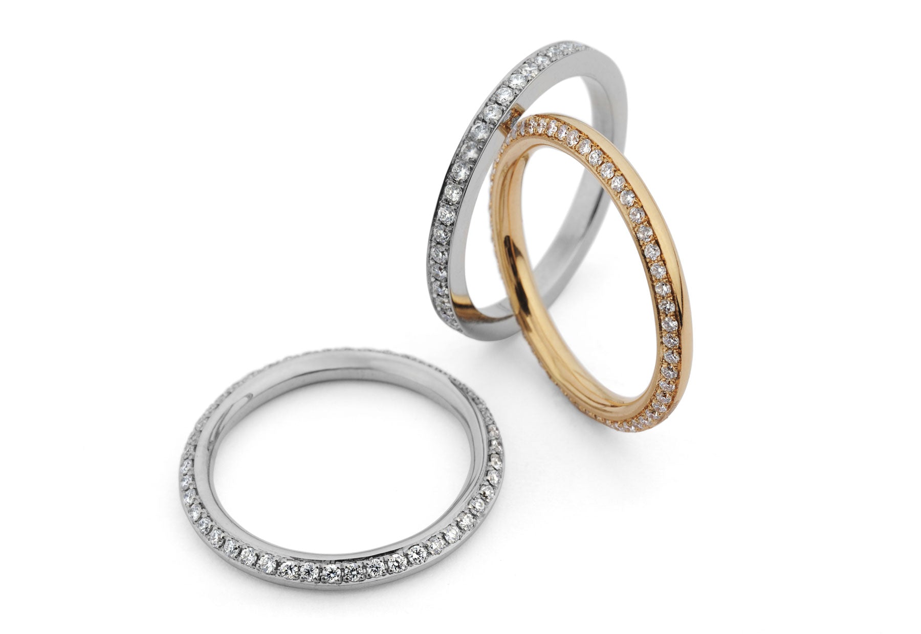 'Eternal' platinum and 18 carat gold wedding and eternity bands-McCaul