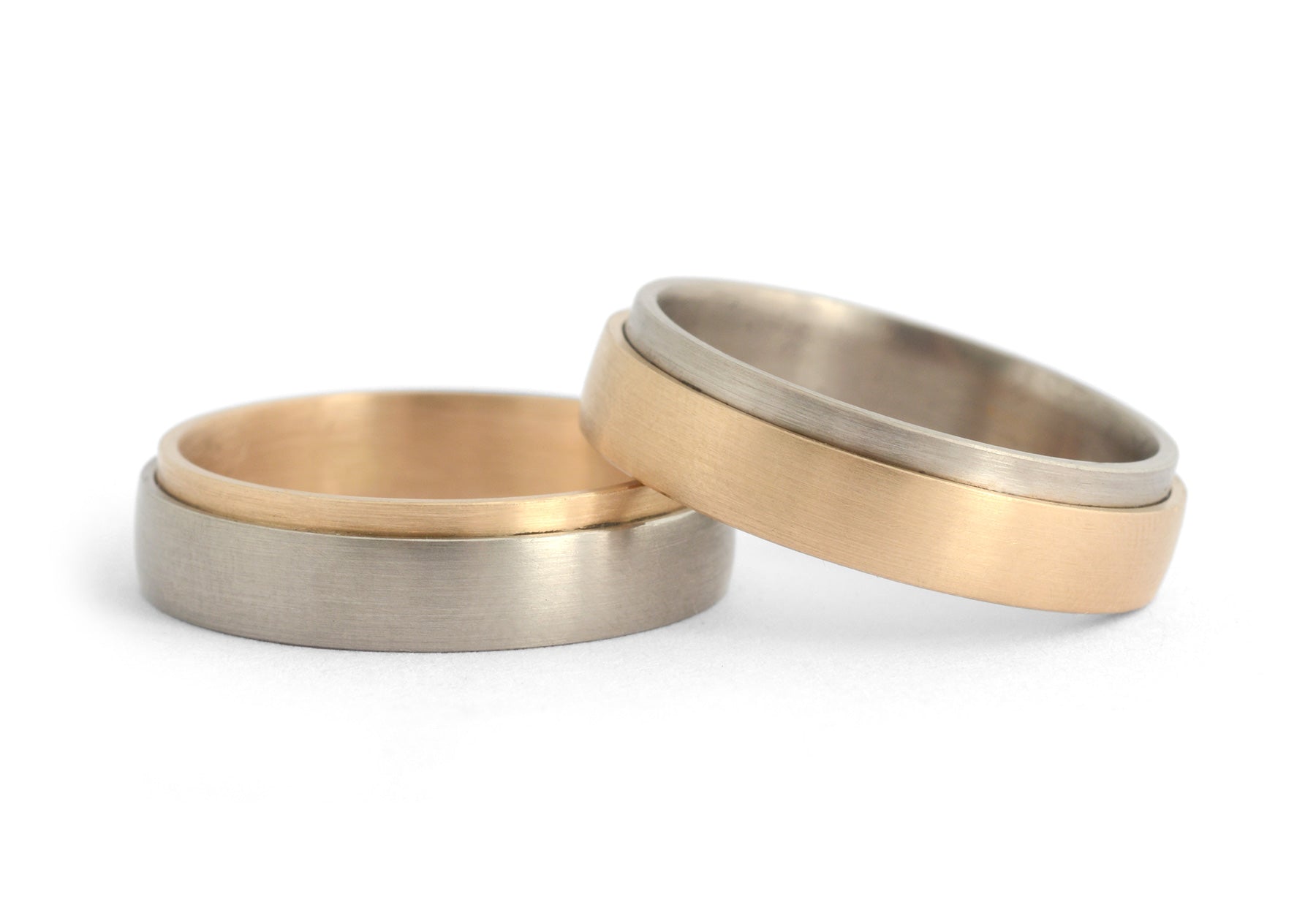 Men's yellow gold and white gold mixed metal wedding band-McCaul