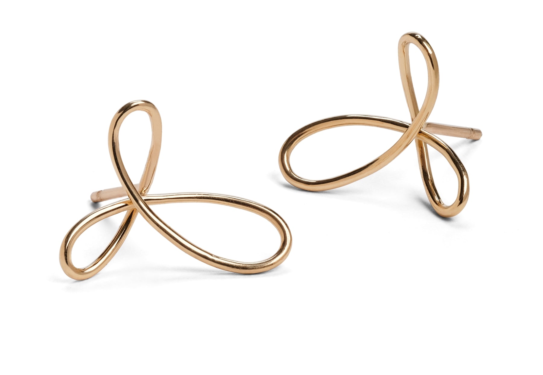 18 carat gold triple loop wire stud earrings-McCaul